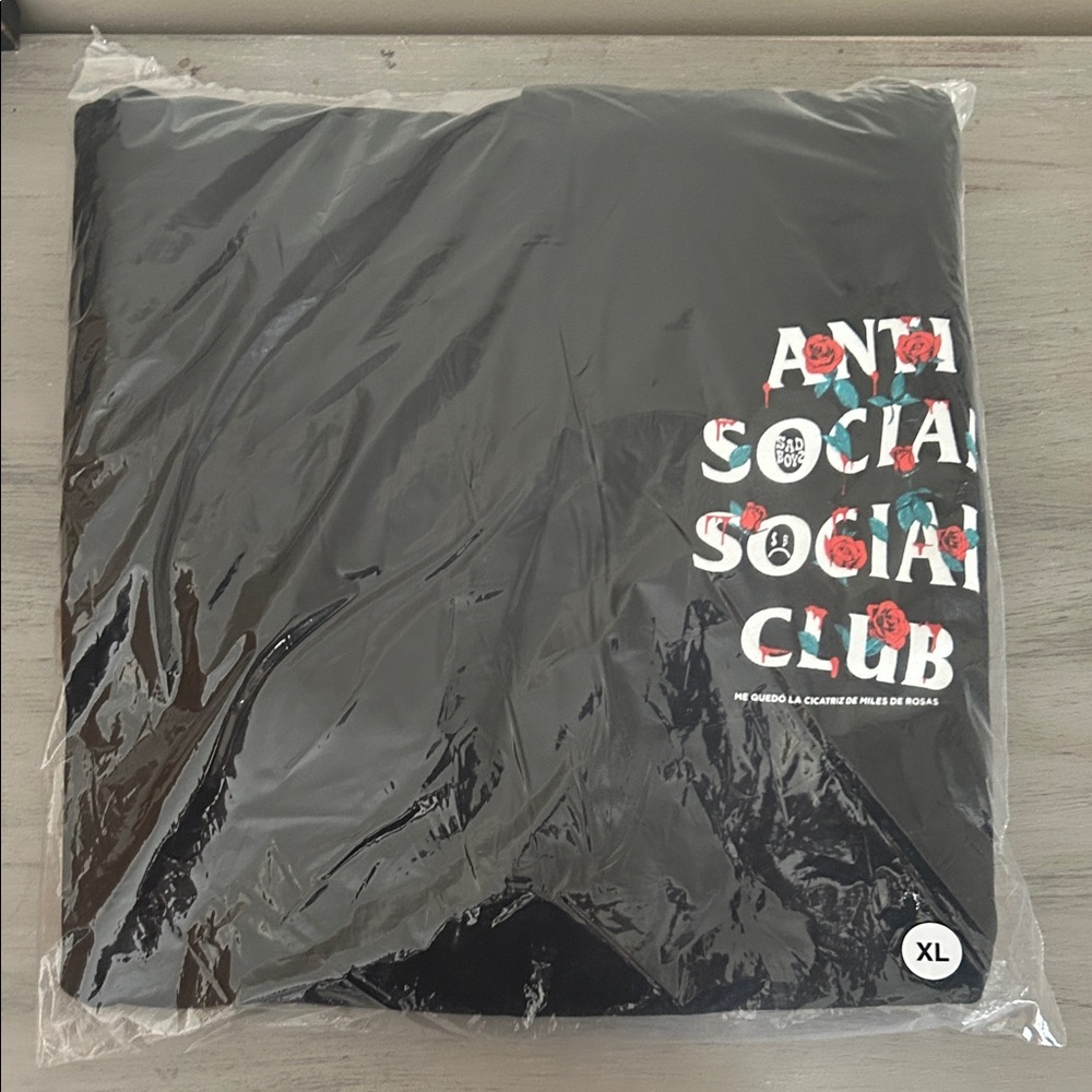Anti Social Social Club Black Hoodie with Floral Print